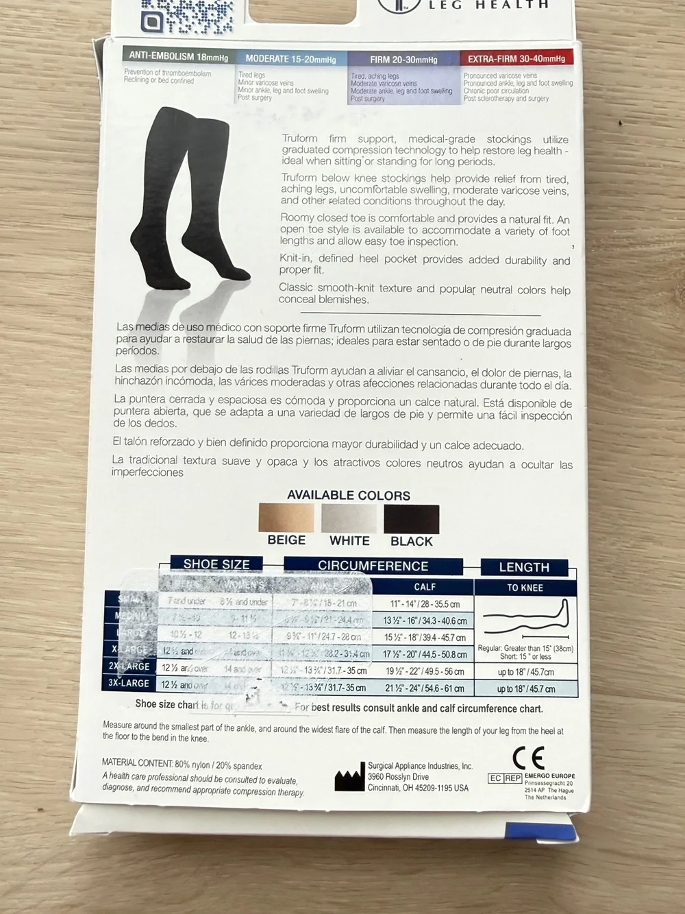 Truform Men's Medical Compression Knee-High Socks – Black  , 6 pairs